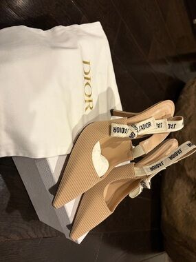 Brand new in box Dior Beige J'Adior Slingback Pointed Heels
